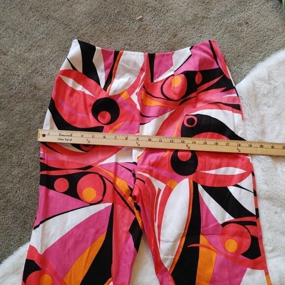 Evelyn Abstract Funky Fun NWOT Pants Size 8 Pink Retro White Black Zipper Side - Picture 10 of 12
